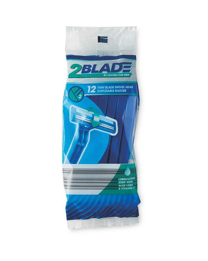 12-Piece Twin Blade Disposable Razor, Blue