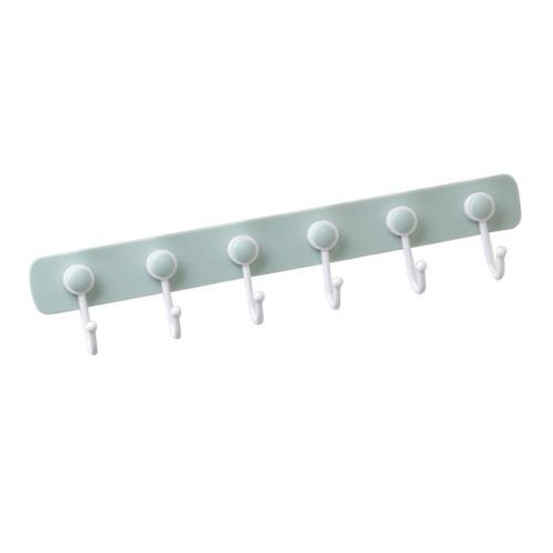 Lovoski Self Adhesive Hook Rack Rail Coat Hat Wall Mounted Green
