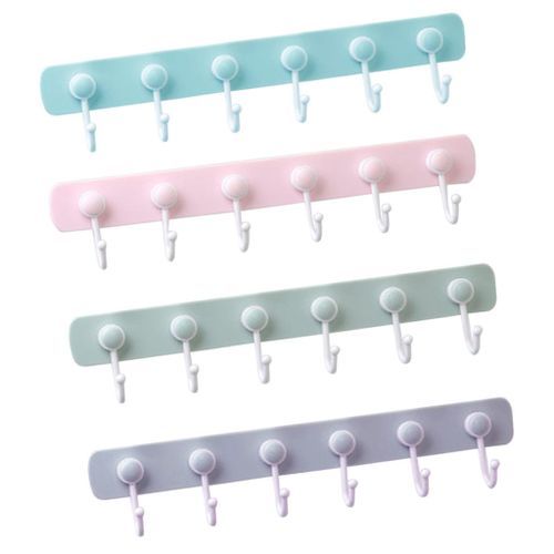 Lovoski Self Adhesive Hook Rack Rail Coat Hat Wall Mounted Green