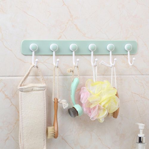 Lovoski Self Adhesive Hook Rack Rail Coat Hat Wall Mounted Green