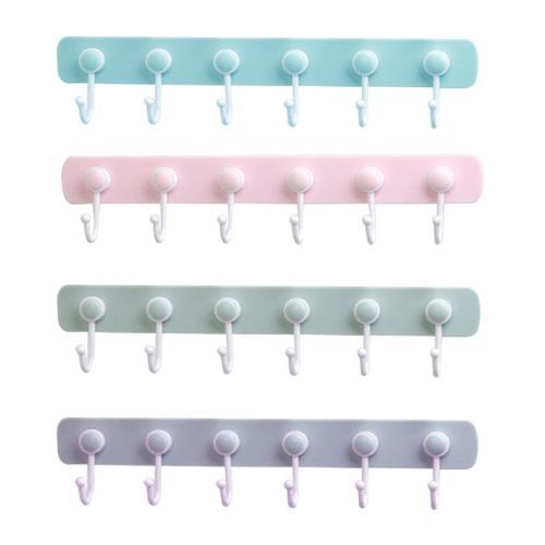 Lovoski Self Adhesive Hook Rack Rail Coat Hat Wall Mounted Green