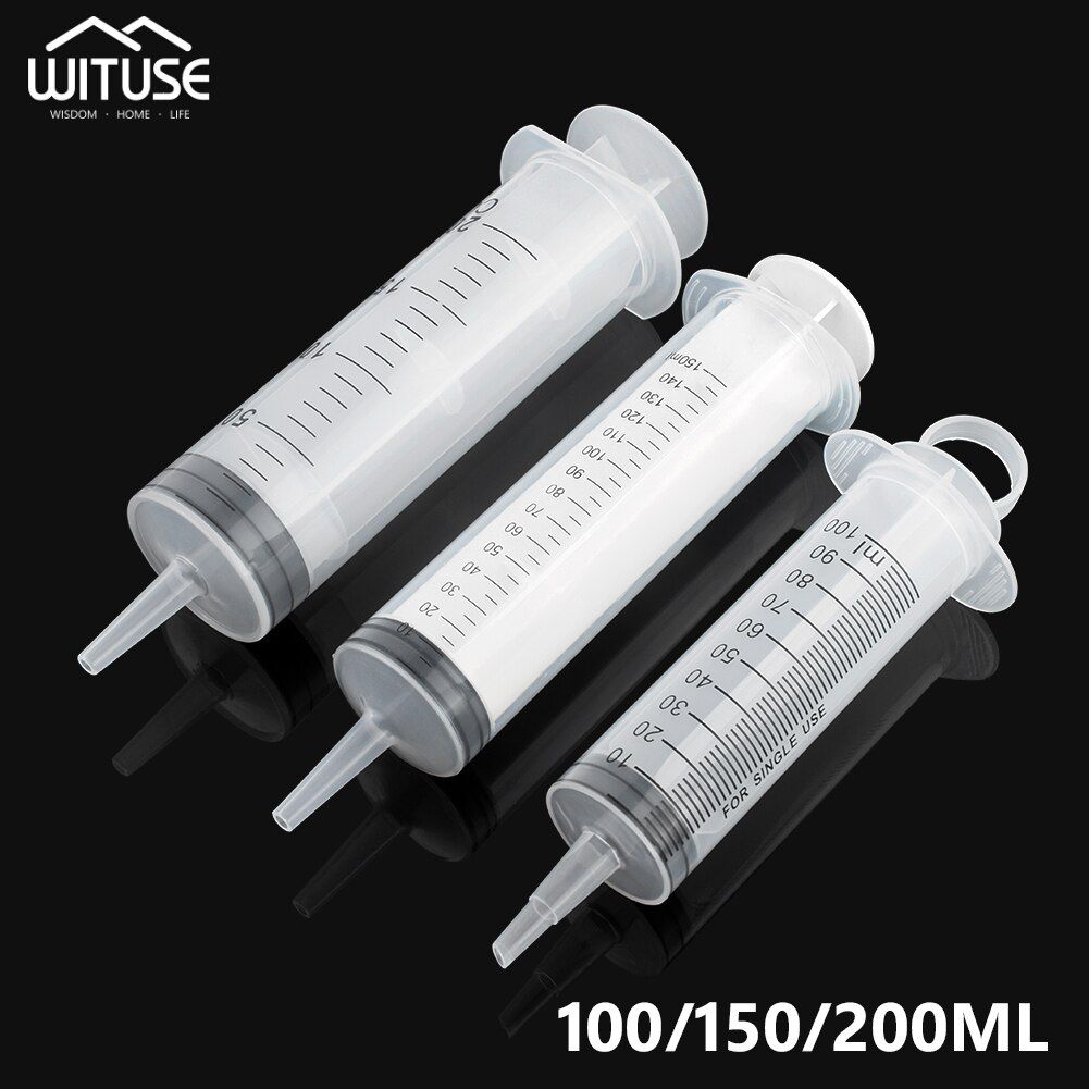 100-200ml Plastic Syringe Large Capacity Syringe Transparent Reusable Sterile Syringe Nutrient Hydroponics Feeding Accessories