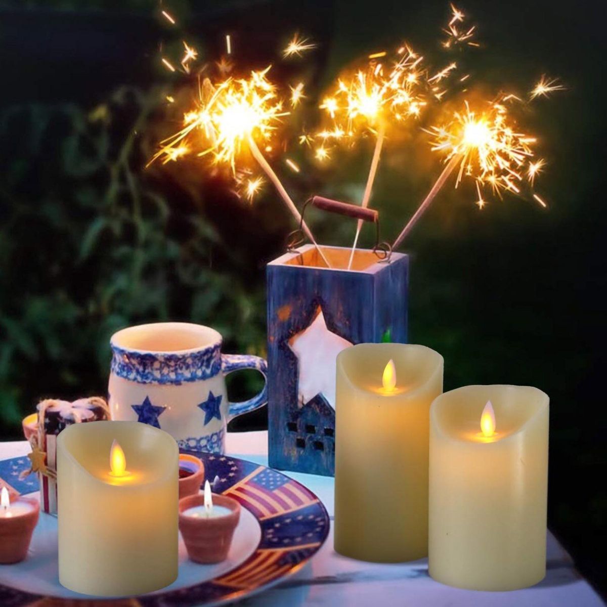 4''5''6'' Christmas Candlelight Set of 3 Warm White with Remote Control Flameless Candles Battery Operated Xmas Night Light for Party Christmas Halloween Home Decoration