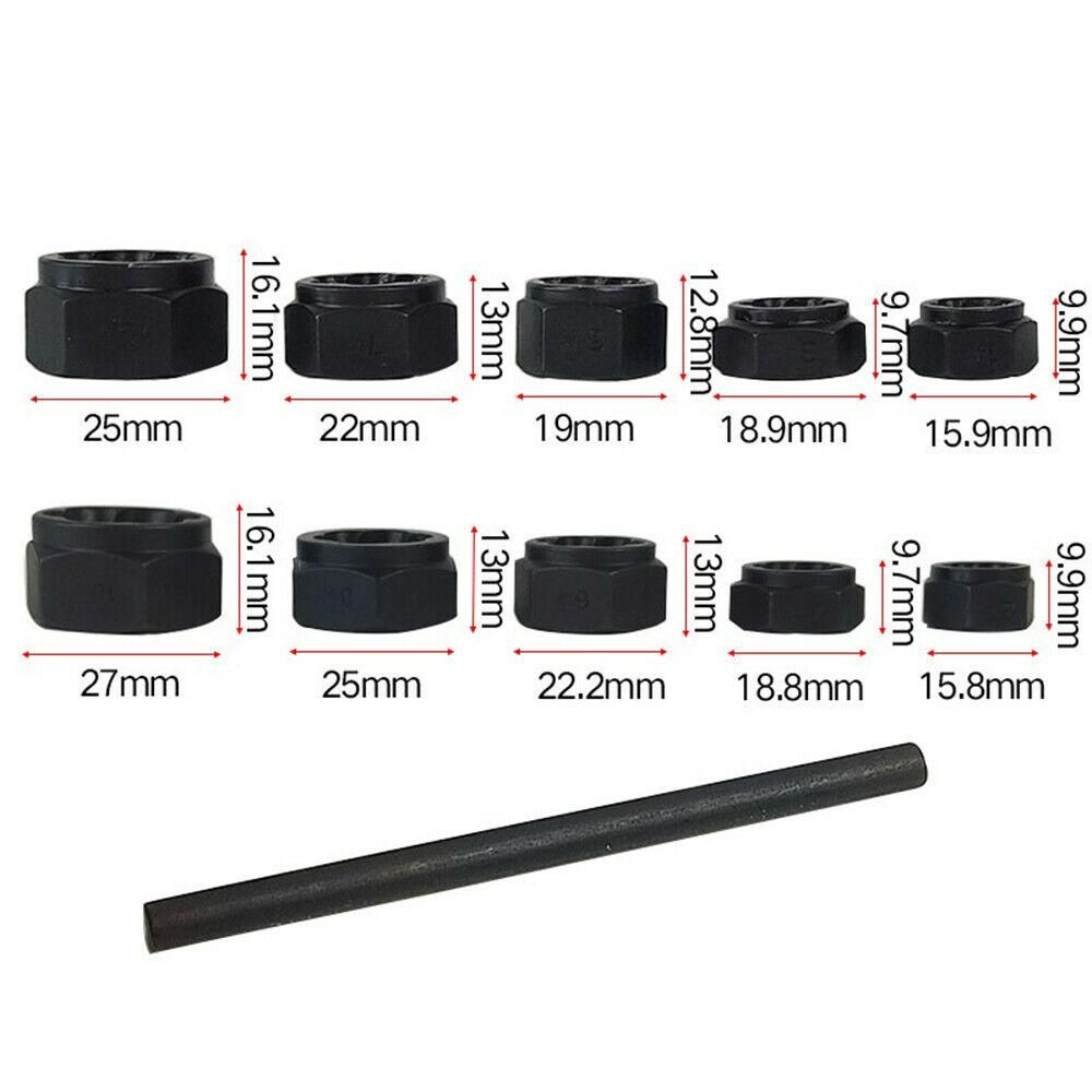 11Pcs Damaged Lug Nut and Lock Remover Twist Socket Set Screw Extractor Tools
