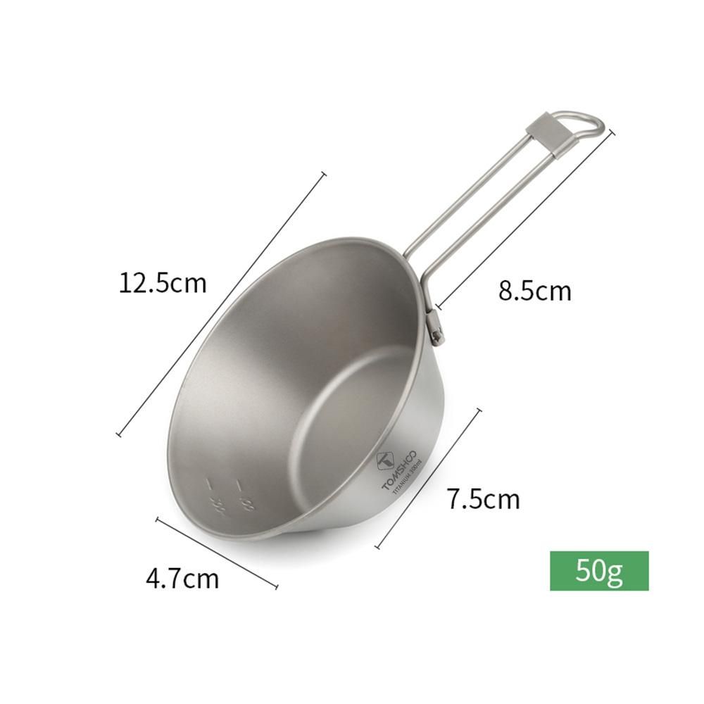 TOMSHOO Travel Cutlery Portable Camping Bowl Titanium Bowl with Folding Handle