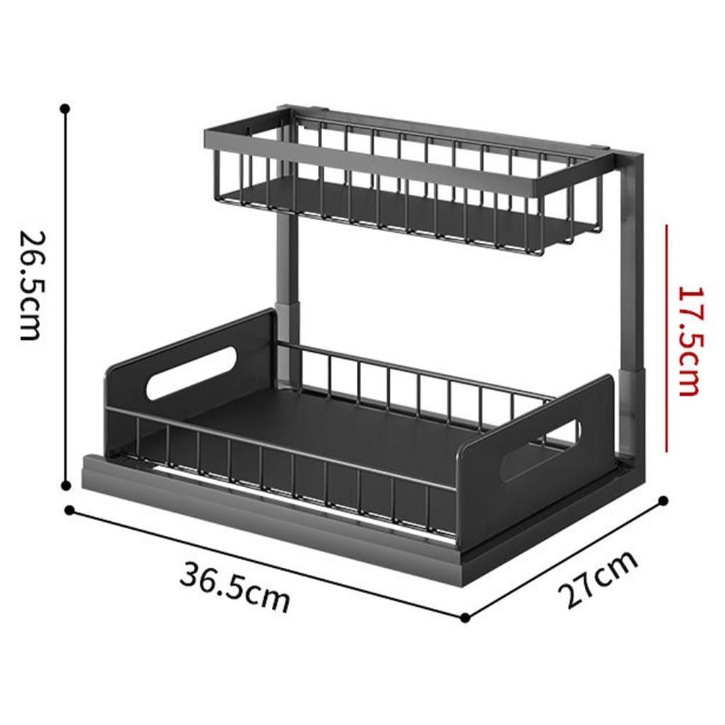 2 Tier Pull Out Cabinet Organizer Cosmetics Makeup Rack Spice Jar