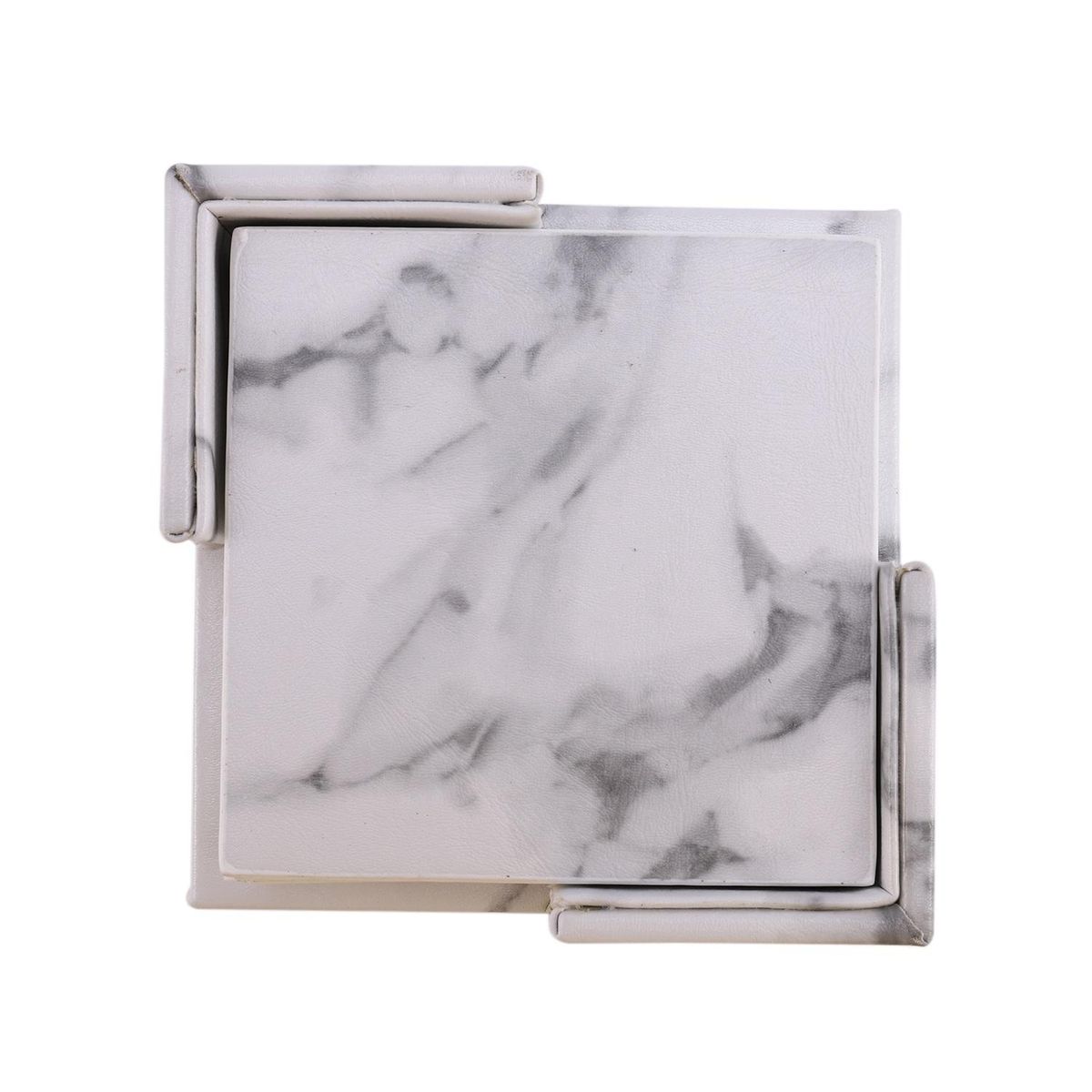 6Pcs/Set Marble Leather Square Drink Coasters Placemat Cup Mat Pad Holder Kitchen Tableware for Home Table Kitchen Decor