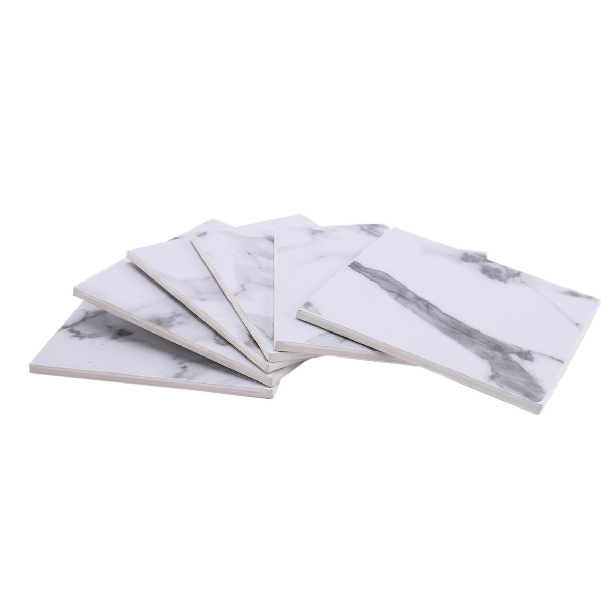 6Pcs/Set Marble Leather Square Drink Coasters Placemat Cup Mat Pad Holder Kitchen Tableware for Home Table Kitchen Decor