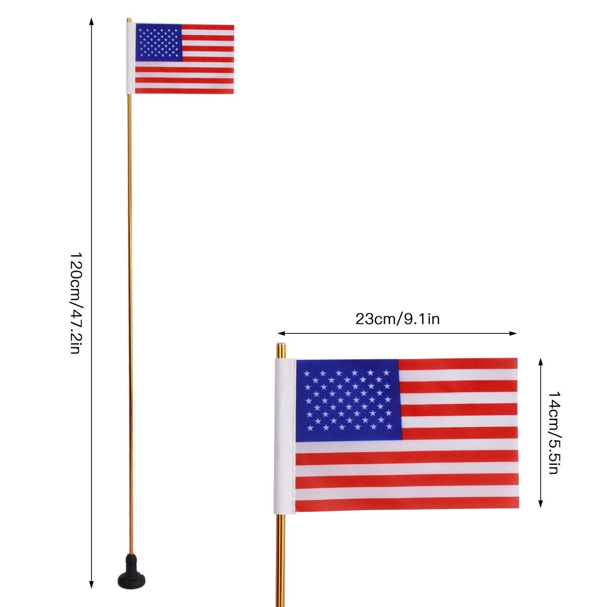 1.2M Collapsible Safety Flag With Rail Mount Base For Marine