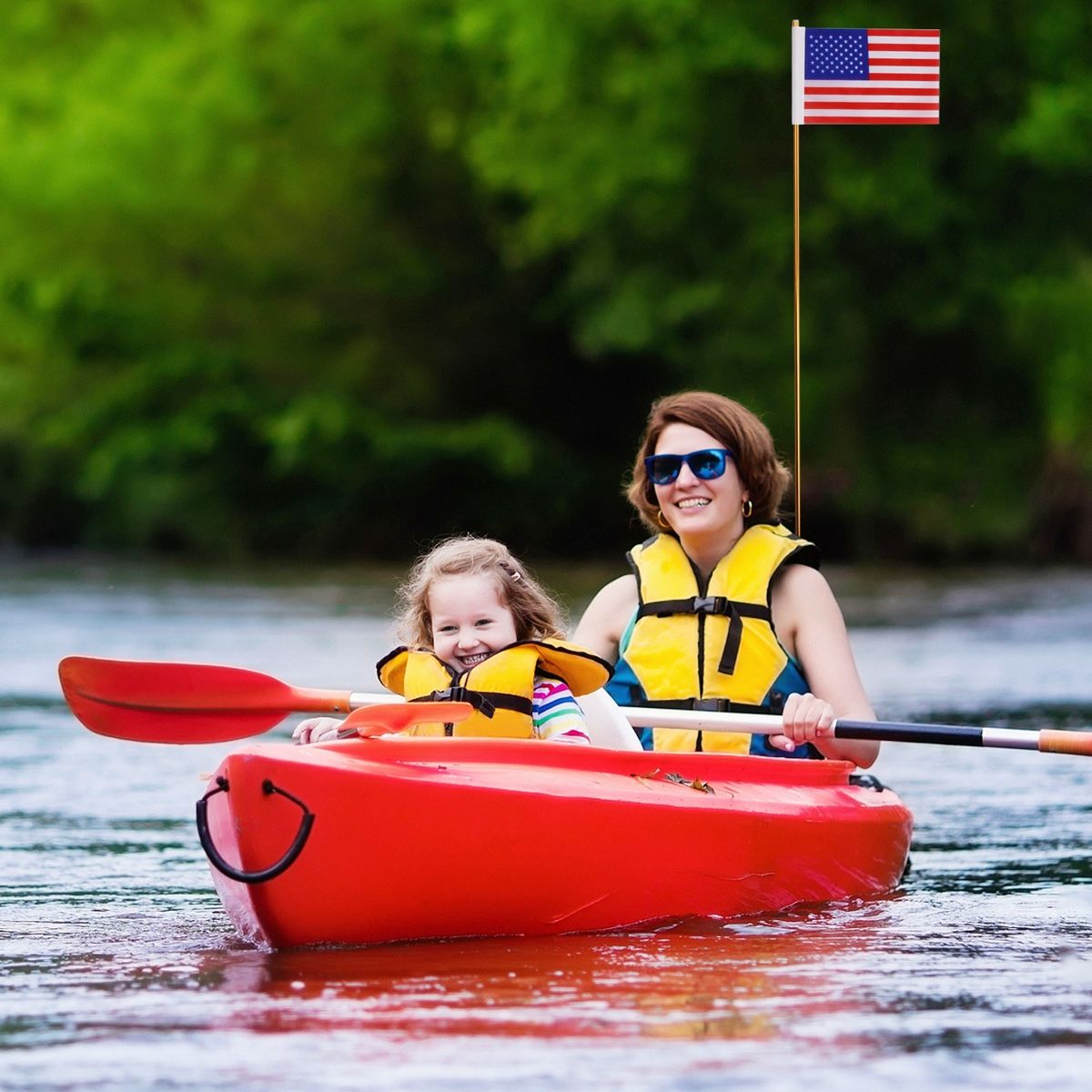 1.2M Collapsible Safety Flag With Rail Mount Base For Marine