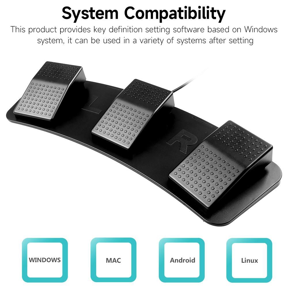 FS23-Pro USB Triple Foot Switch Multifunctional Customized Foot Pedal Mechanical Switch for Image Acquisition Music Game Control