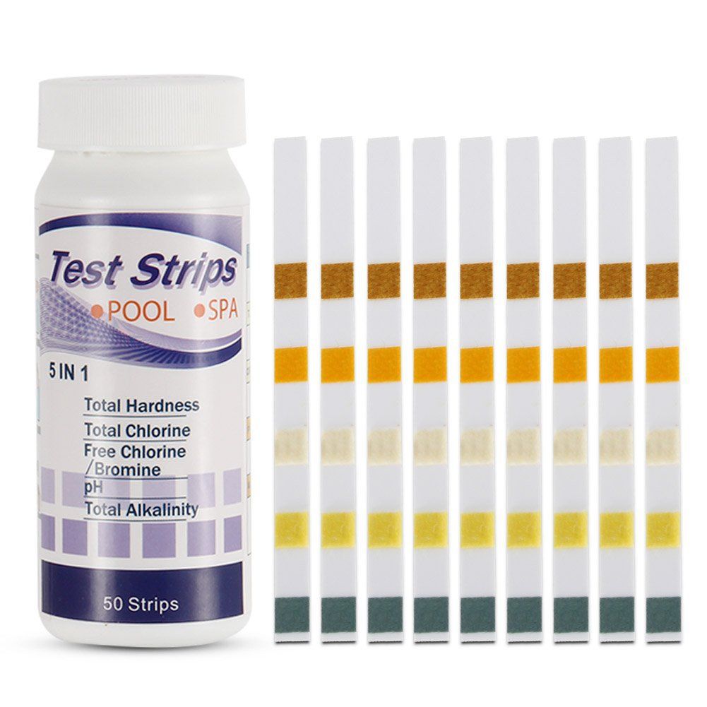 50 Pcs/bottle 5 In 1PH Test Strips Swimming Pool Water Tester Paper For Water Quality Analyzing Test Chlorine PH Alkalinity