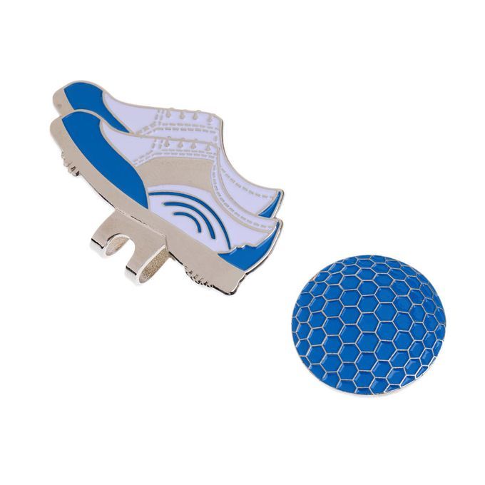 Lightweight Stainless Steel Shoe Design Golf Hat Clip & Ball Blue