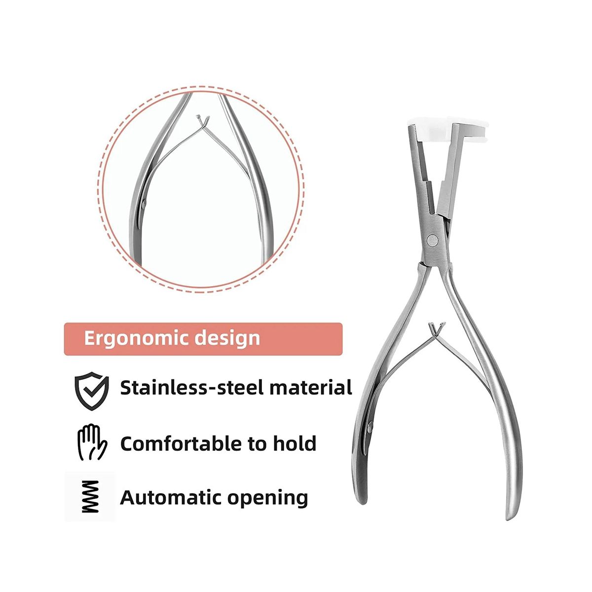 1PC Silver Stainless Steel Pliers for Tape Hair Extension Ta