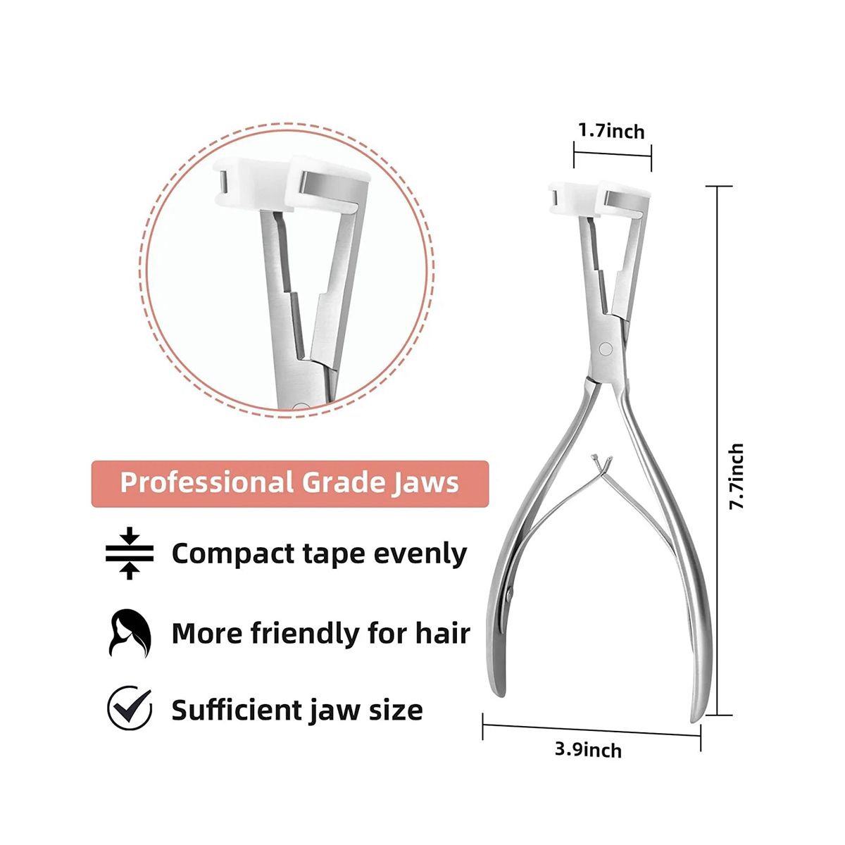1PC Silver Stainless Steel Pliers for Tape Hair Extension Ta