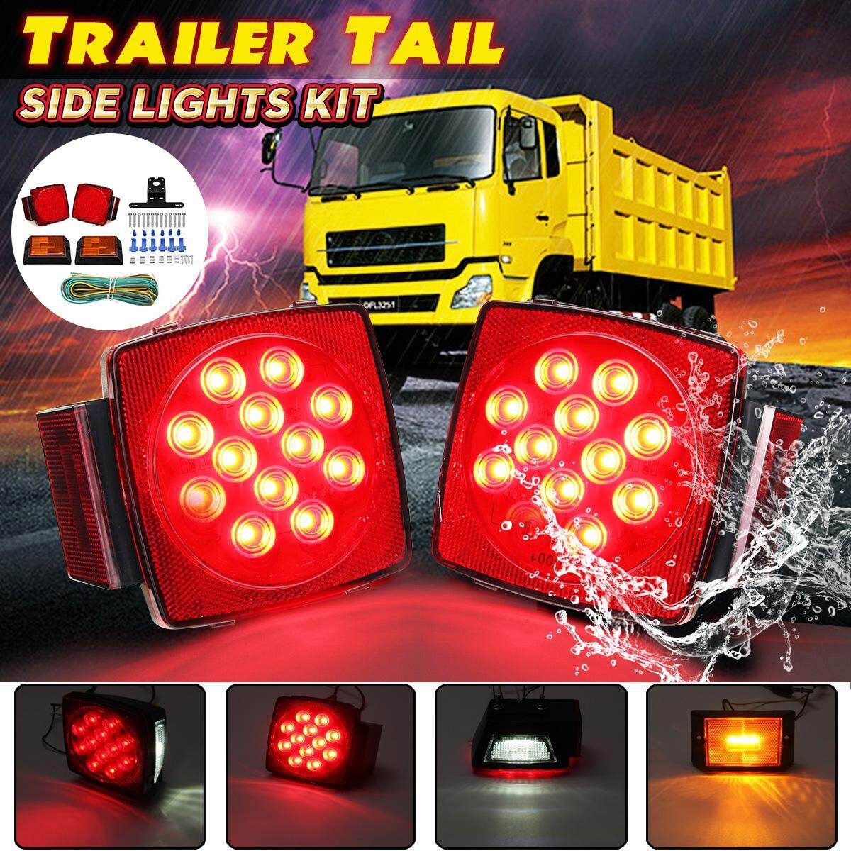 Rear Led Submersible Trailer Tail Lights Kit Boat Marker Truck Round Waterproof