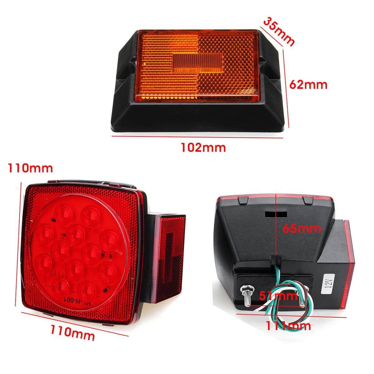 Rear Led Submersible Trailer Tail Lights Kit Boat Marker Truck Round Waterproof