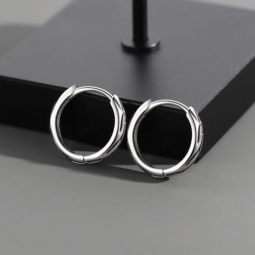 Simple Trend Personality Men's Niche Retro Striped Earrings Silver Jewelry