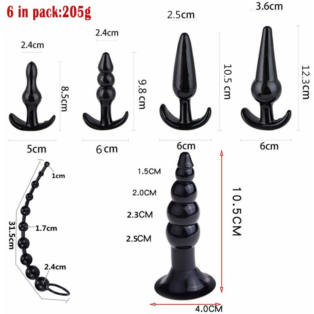 6pcs Pack Anal Plugs Butt Beads Trainer Adult Toy For Sex