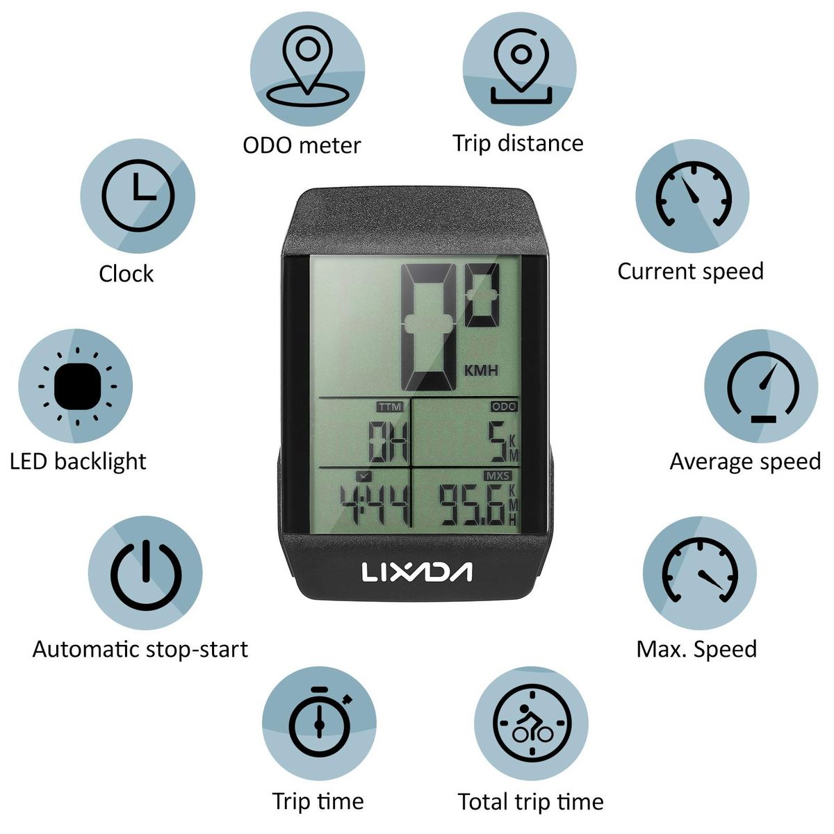 Lixada Wireless Bike Cycling Computer Waterproof Bicycle Speedometer Odometer with LED Backlight