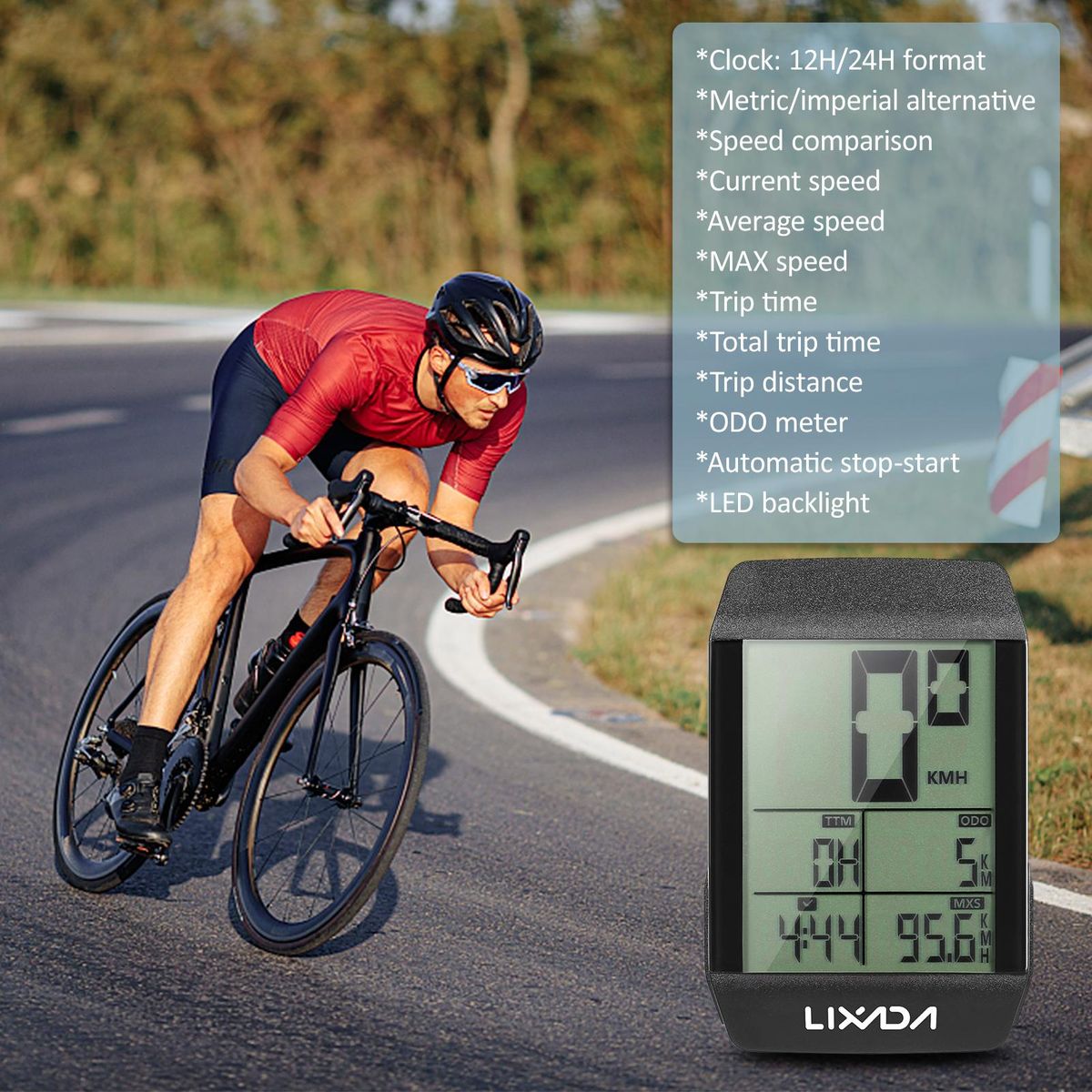Lixada Wireless Bike Cycling Computer Waterproof Bicycle Speedometer Odometer with LED Backlight