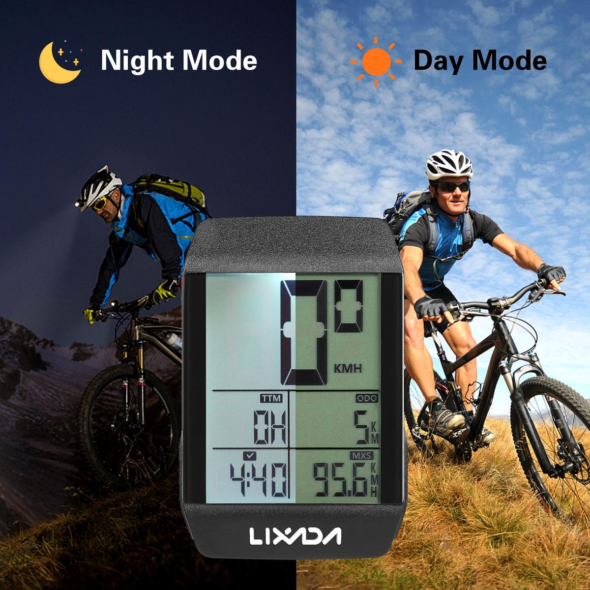 Lixada Wireless Bike Cycling Computer Waterproof Bicycle Speedometer Odometer with LED Backlight