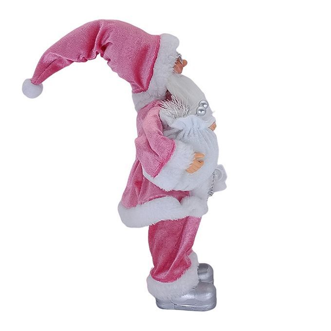 Santa Claus Doll Christmas Stand Holiday Figurine Collection Pink