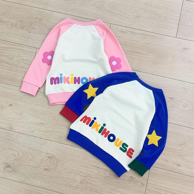 Hot-Selling New Arrival Boys And Girls Baby Raglan Sleeve M Letter Sweater 2 Color Cotton