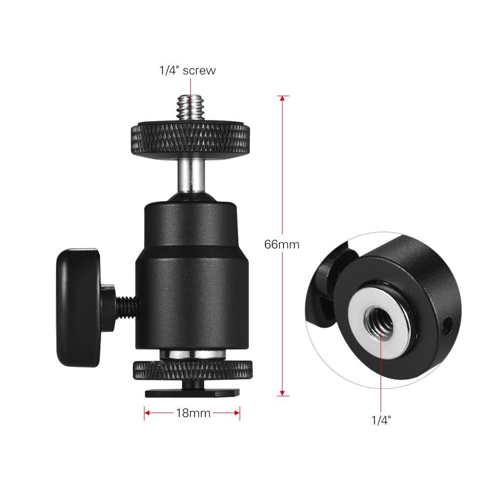 Adjustable Phone Holder Clip + Mini Ball Head with 1/4 Inch Screw Mounts for Canon Nikon Sony DSLR ILDC Mini DV Monitor Video Light Tripod for iPhone Samsung Huawei 5.5-8.5cm Width Smartphone
