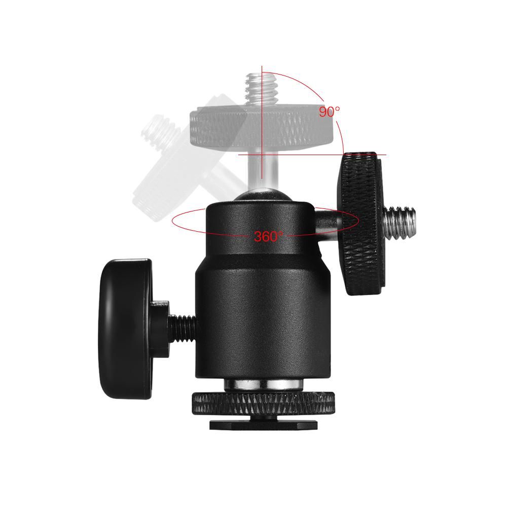 Adjustable Phone Holder Clip + Mini Ball Head with 1/4 Inch Screw Mounts for Canon Nikon Sony DSLR ILDC Mini DV Monitor Video Light Tripod for iPhone Samsung Huawei 5.5-8.5cm Width Smartphone