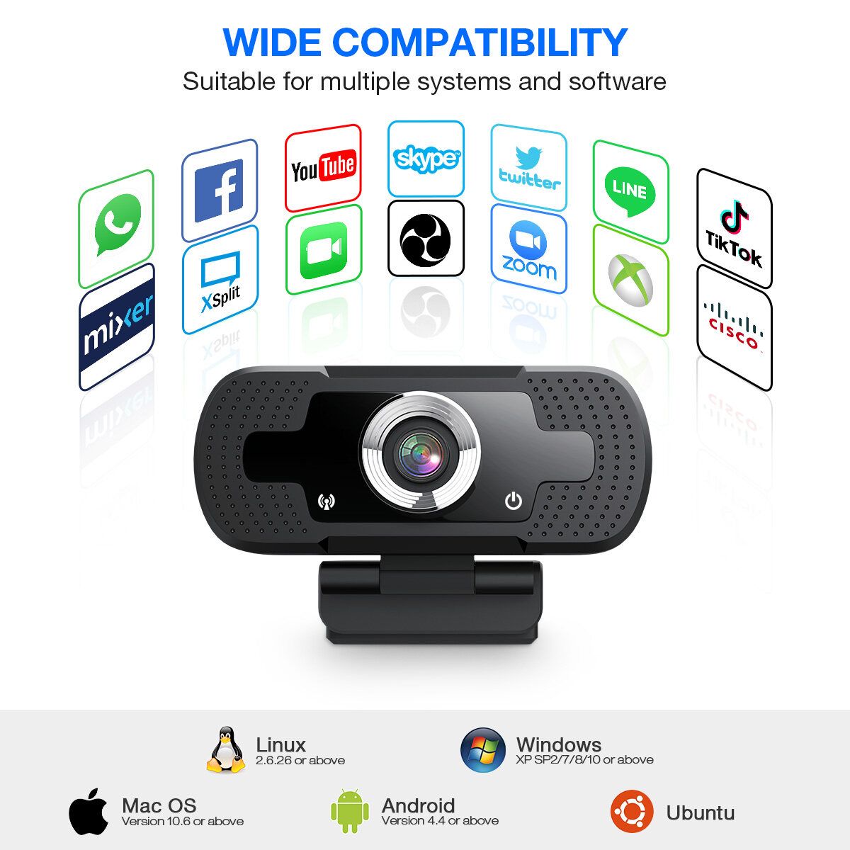 1080P HD Webcam Built-in Microphone For Desktop PC Laptop Computer Black