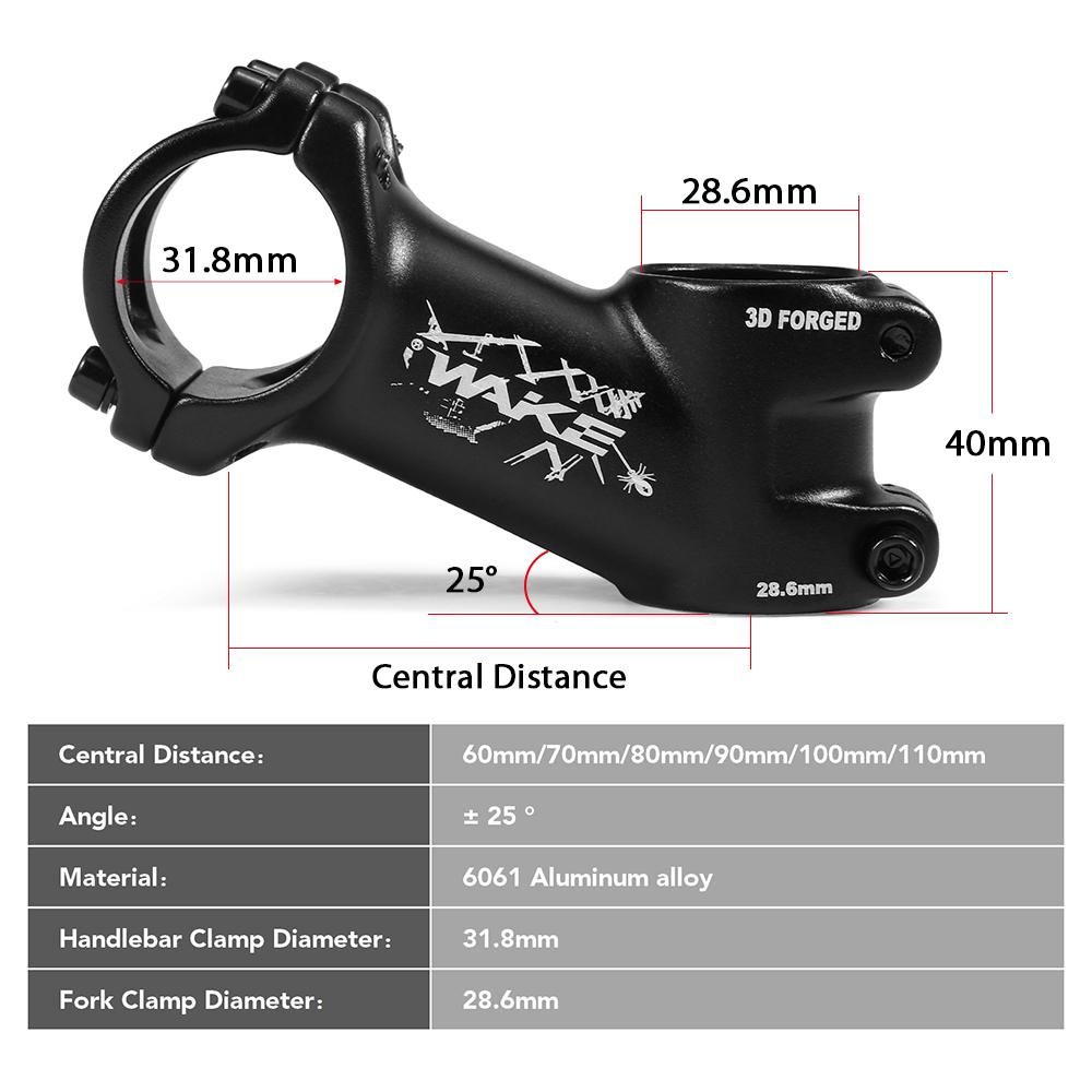 25 Degree Bicycle Stem Ultralight Bicycle Stem Mountain Road Bike Stem for 31.8mm Handlebar