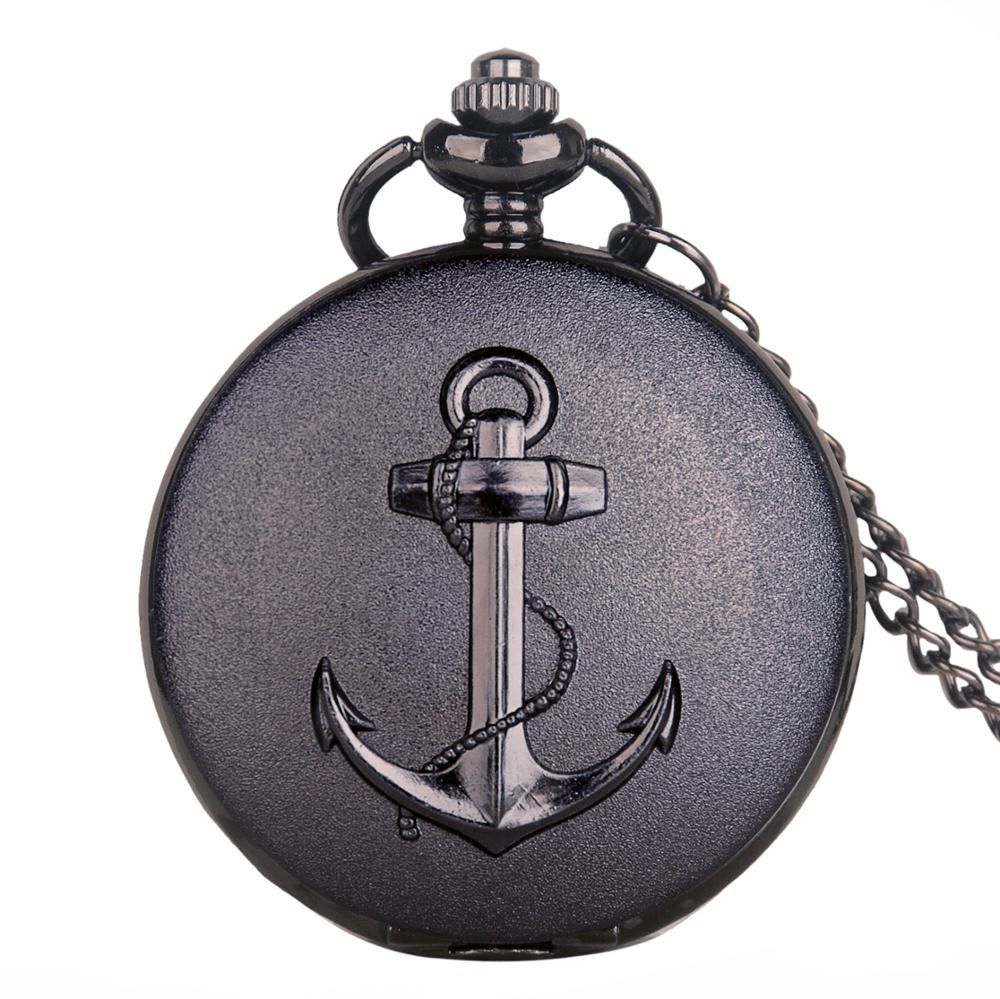 Rrtro Pirate Anchor Quartz Pocket Watch Antique Black/Bronze
