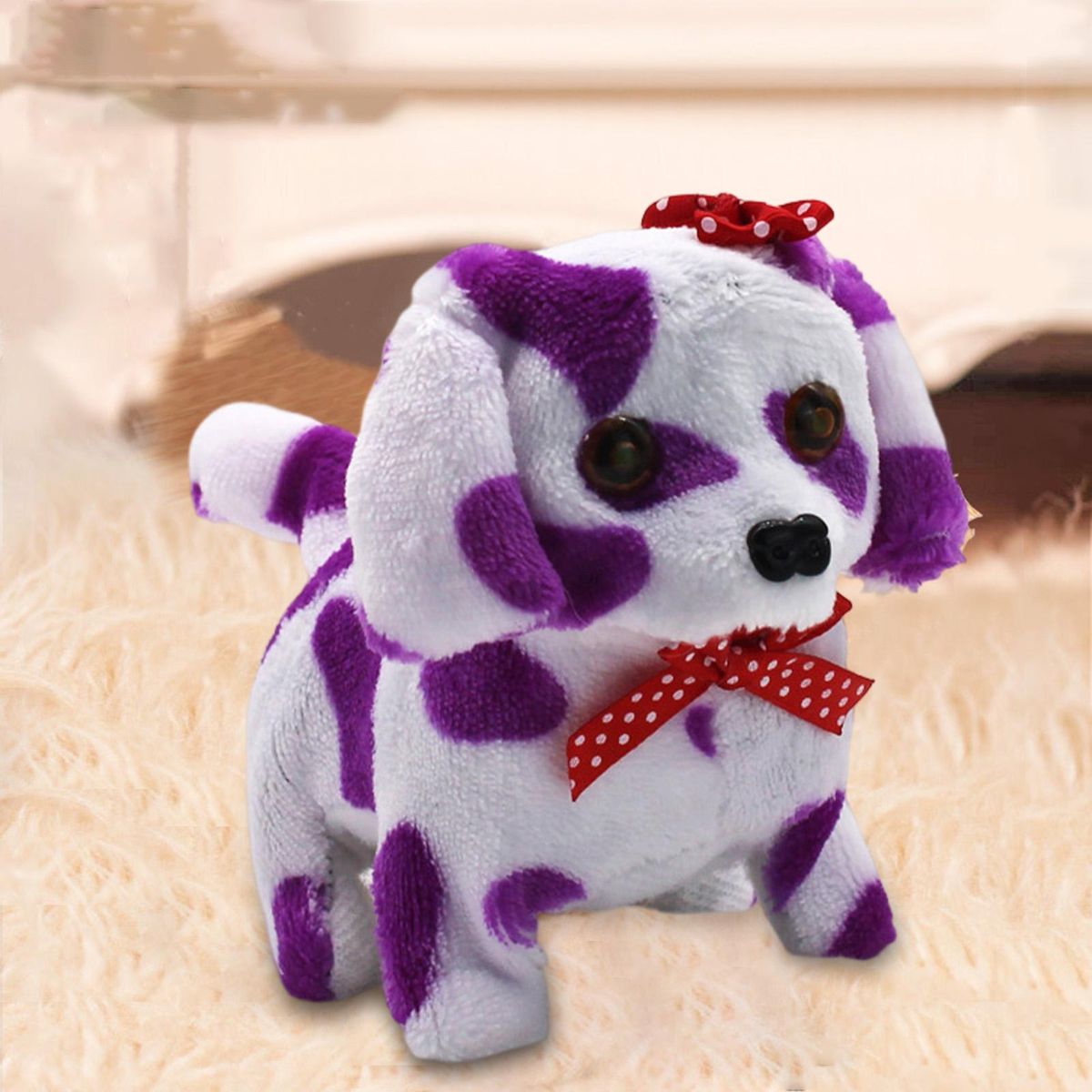 Dog Plush Toy Bow-knot Interactive Dog Toy Purple
