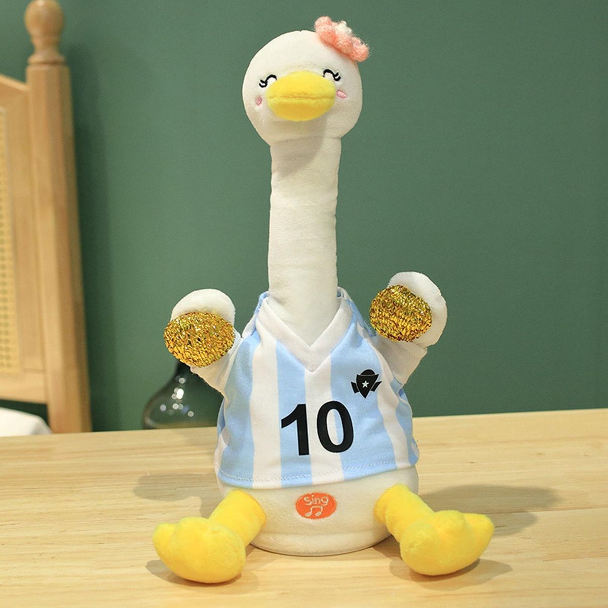 30cm Plush Duck Doll Electric Chick Giraffe Duck Plush Toy Mascot Doll Light Blue