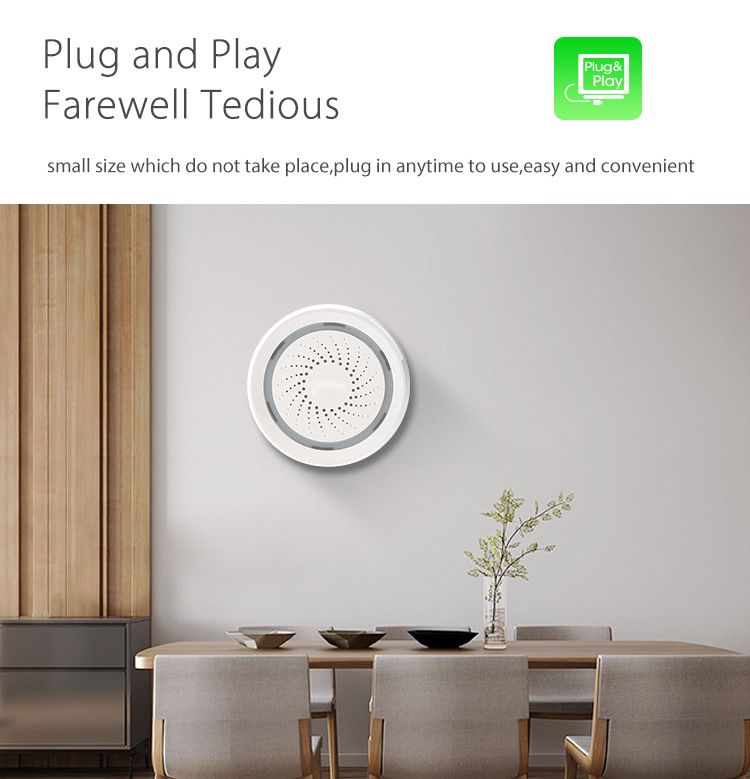 Tuya App Voice Prompt WiFi Smart Siren Alarm System For Home
