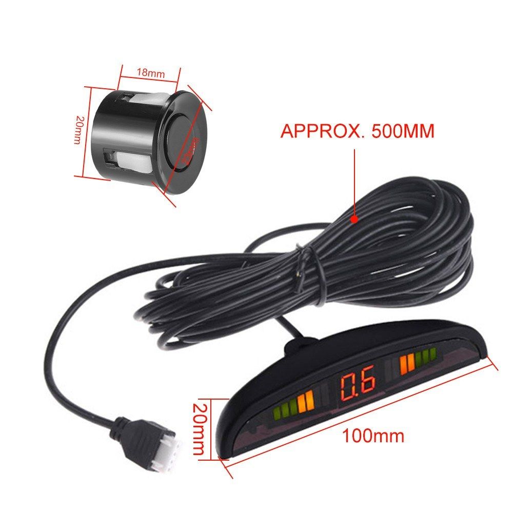 Car Reverse Backup Radar System 4 Parking Sensor With LED