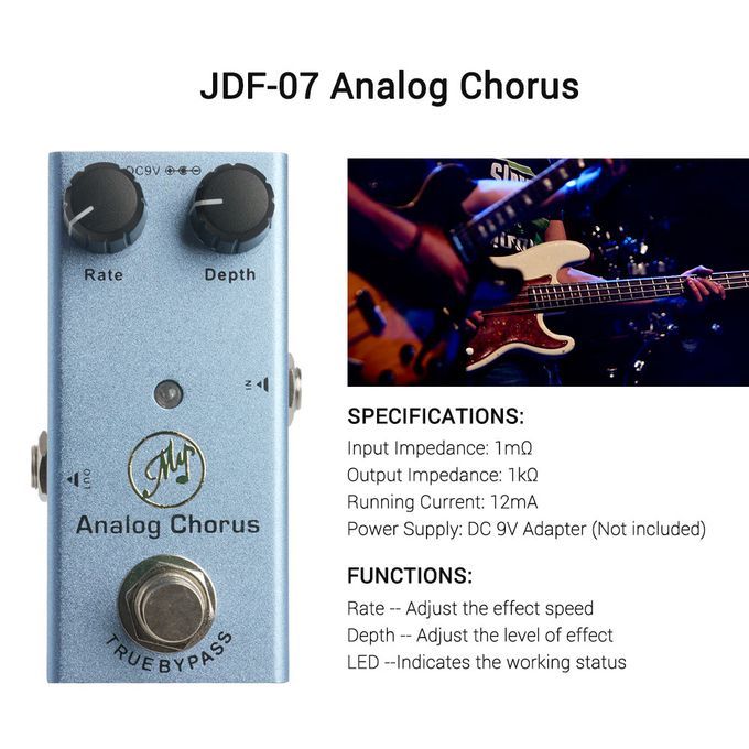 Analog Chorus Guitar Effect Pedal With Depth And Rate Knobs