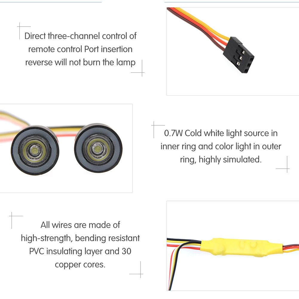 LED Headlights Angel Eyes With 12 Modes For 1/10 RC Rock