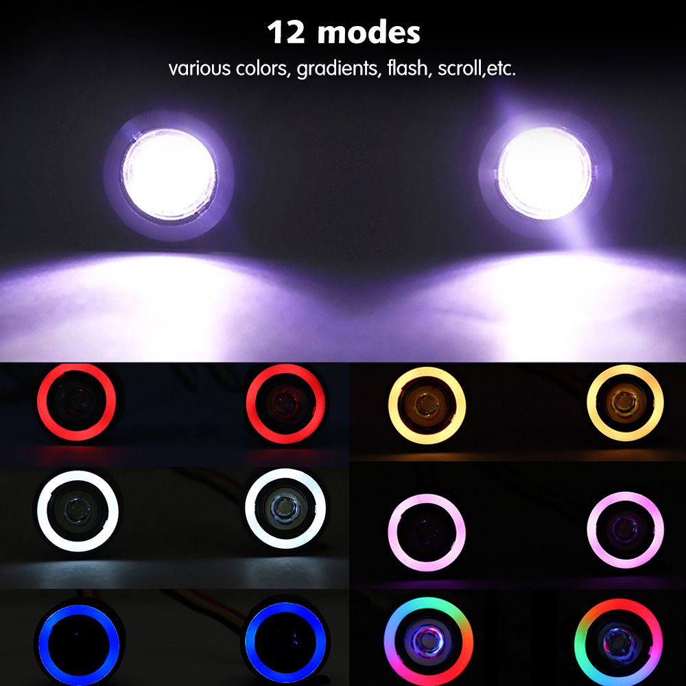 LED Headlights Angel Eyes With 12 Modes For 1/10 RC Rock