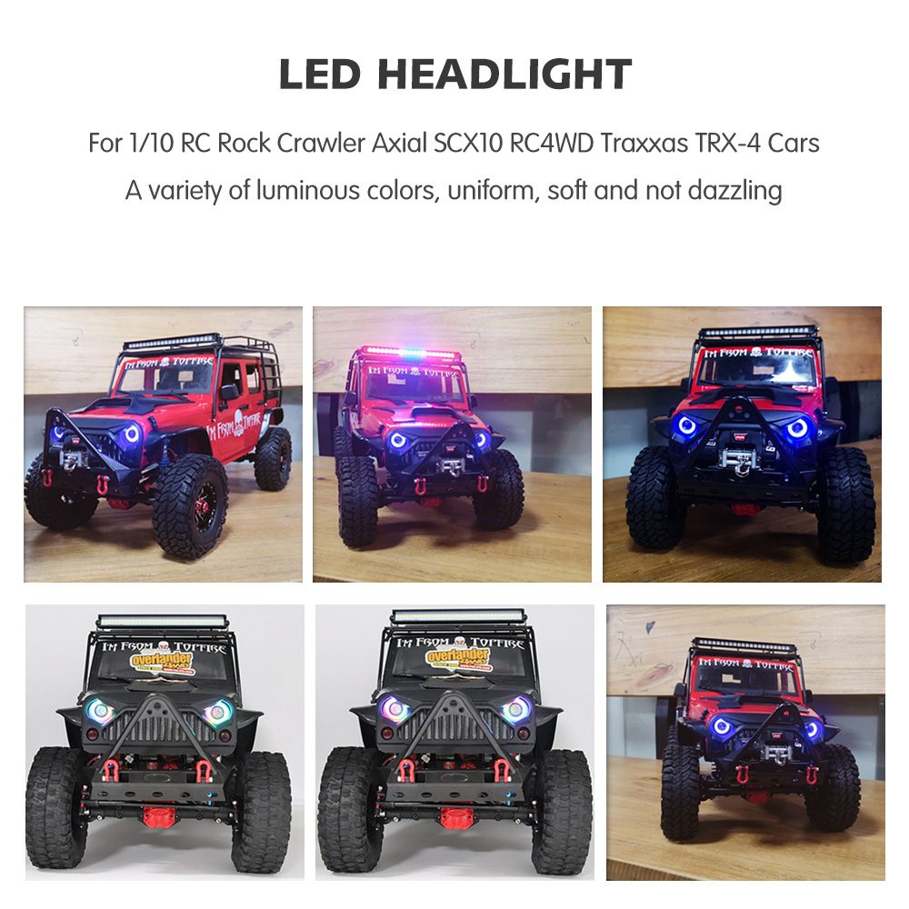 LED Headlights Angel Eyes With 12 Modes For 1/10 RC Rock