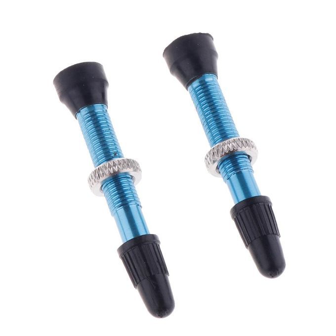 2 Count Bike Copper Tubeless Presta Valve Stem With Caps Dust Blue