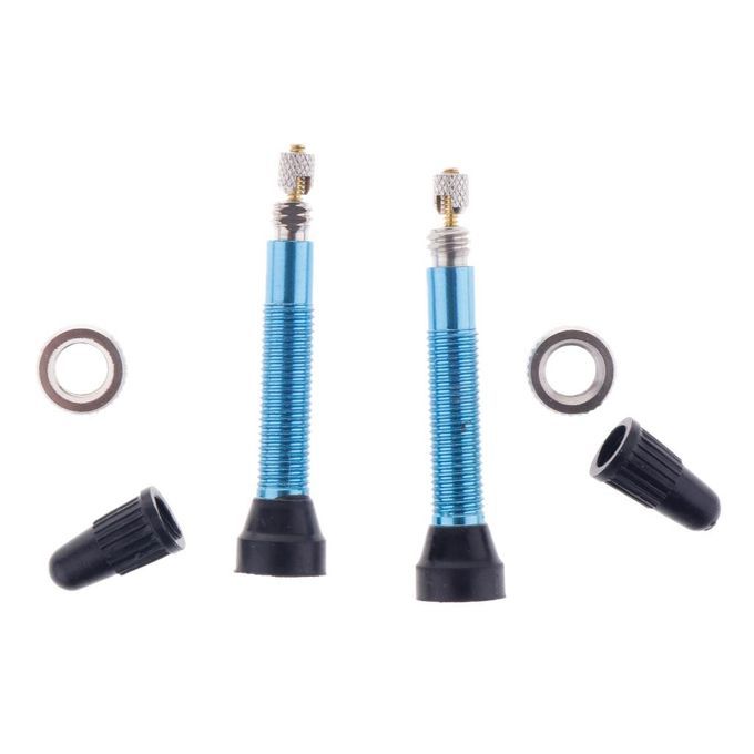 2 Count Bike Copper Tubeless Presta Valve Stem With Caps Dust Blue