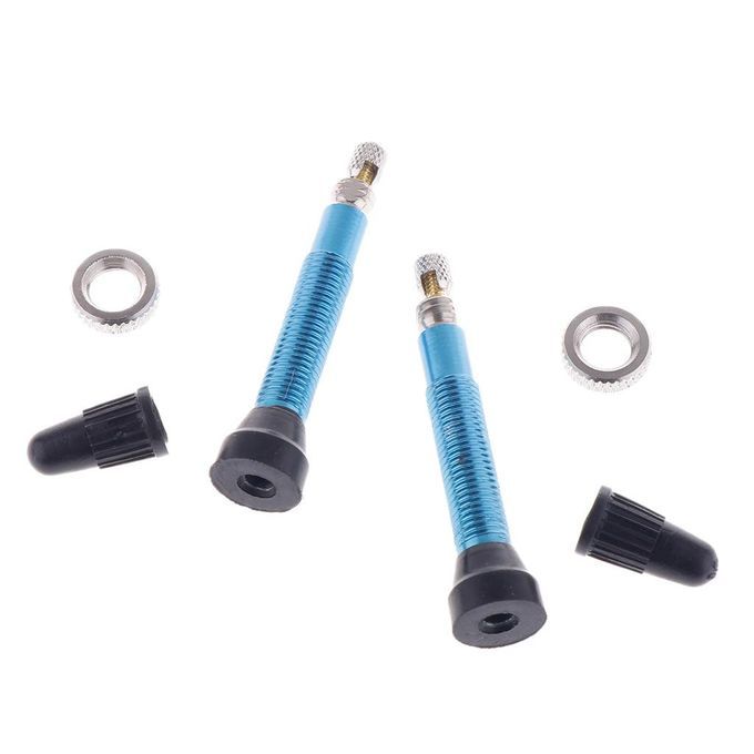 2 Count Bike Copper Tubeless Presta Valve Stem With Caps Dust Blue