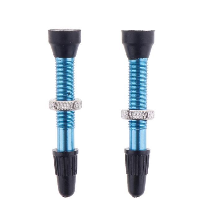 2 Count Bike Copper Tubeless Presta Valve Stem With Caps Dust Blue