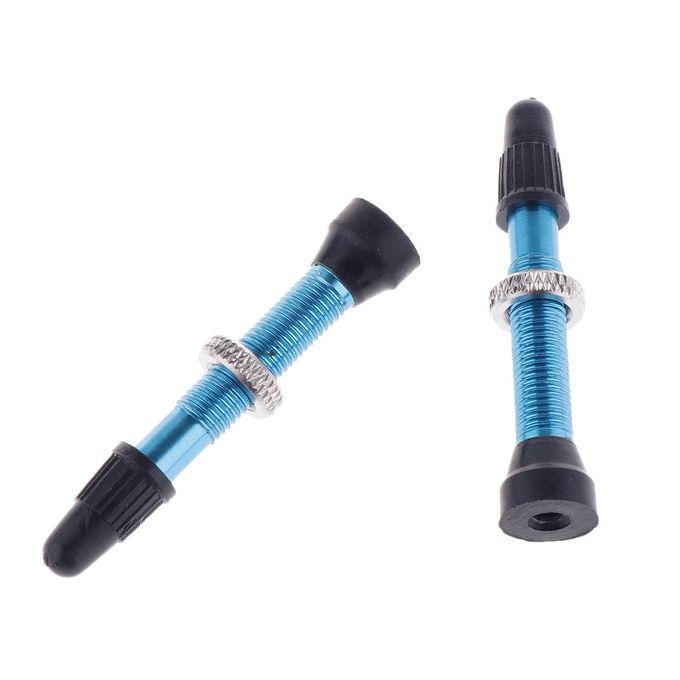 2 Count Bike Copper Tubeless Presta Valve Stem With Caps Dust Blue