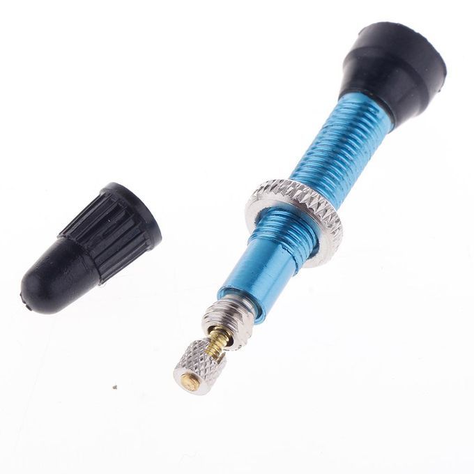 2 Count Bike Copper Tubeless Presta Valve Stem With Caps Dust Blue