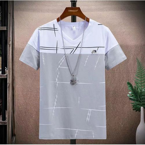 2 Pieces (Gray+White)=7599 Men's T-shirt M-5XL Large Size Shirt Tops