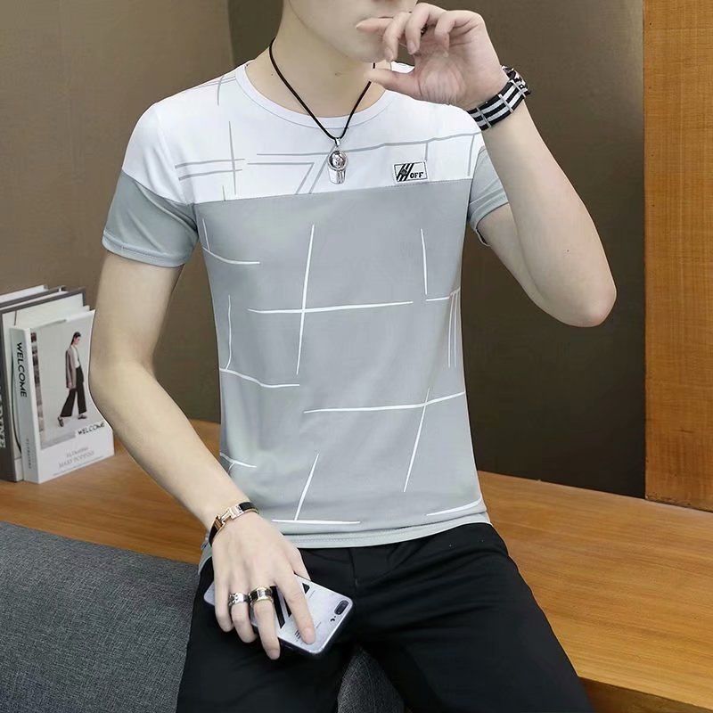 2 Pieces (Gray+White)=7599 Men's T-shirt M-5XL Large Size Shirt Tops