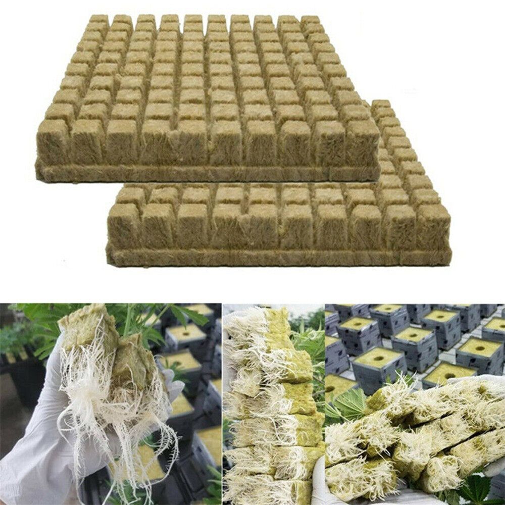 50/100Pcs Rockwool Stonewool Hydroponics Grow Starter Cubes Propagation Block 100pcs